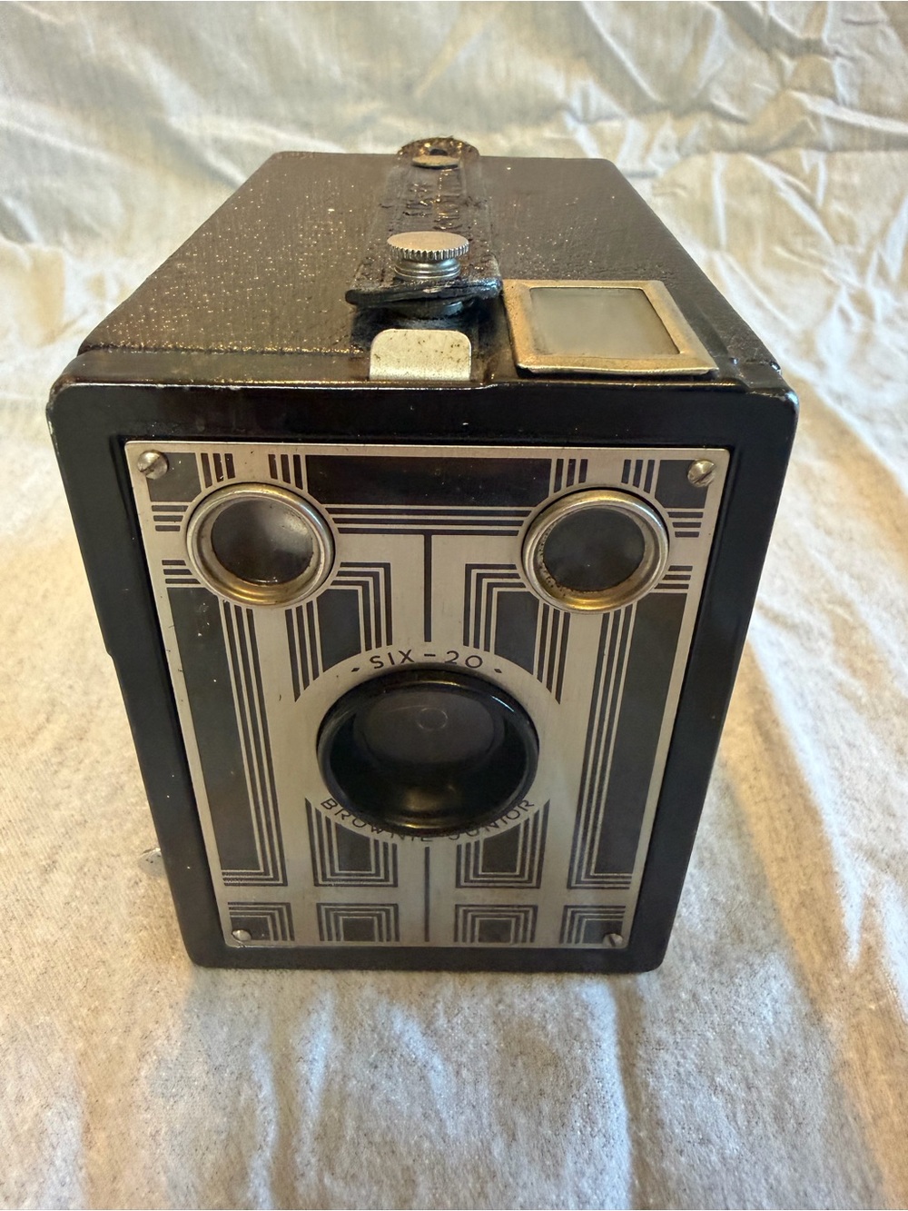 Vintage Box Brownie Jr Six-20 Box Camera - Black and Silver